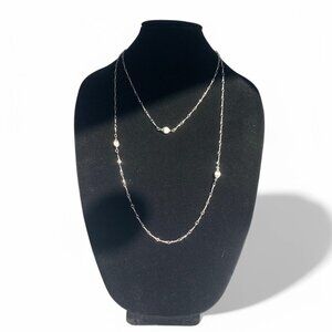 Monet Silver-Tone Long Layered Chain Necklace With Textured Bead Accents